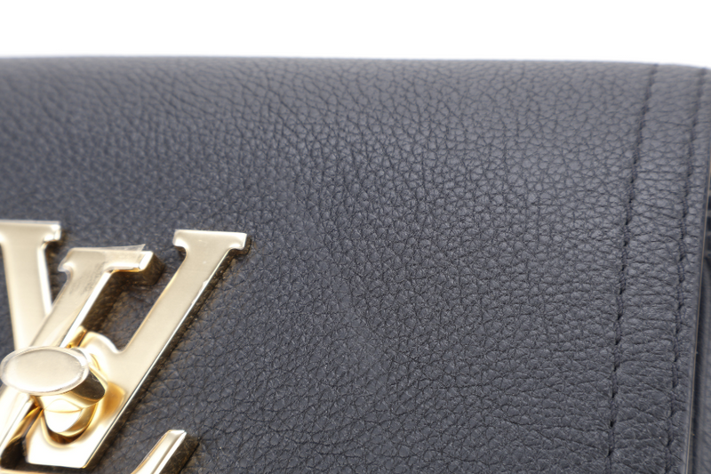 LOUIS VUITTON M58557 LOCKME TENDER NOIR CALFSKIN GOLD HARDWARE WITH DUST COVER AND BOX