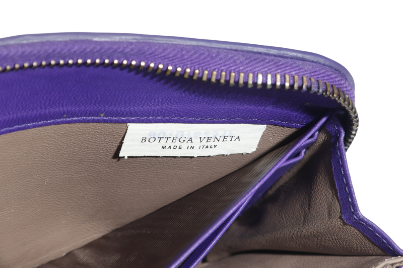 BOTTEGA VENETA LONG WALLET INTRECCIATO PURPLE LEATHER WITH DUST COVER AND BOX