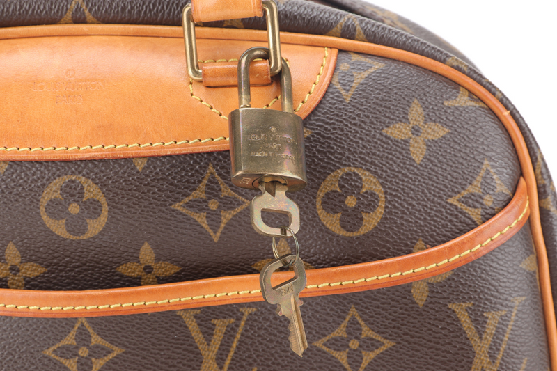 LOUIS VUITTON TROUVILLE HANDBAG MONOGRAM CANVAS GOLD HARDWARE WITH KEYS&LOCK AND DUST COVER