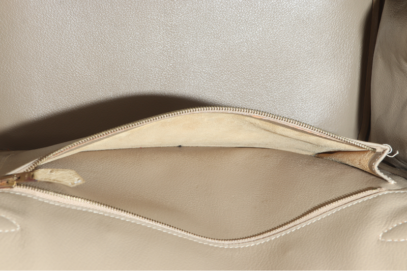 HERMES BIRKIN HAC 32 OSTRICH PARCHEMIN GOLD HARDWARE STAMP C (YEAR 1999) WITH KEYS, LOCK AND DUST COVER