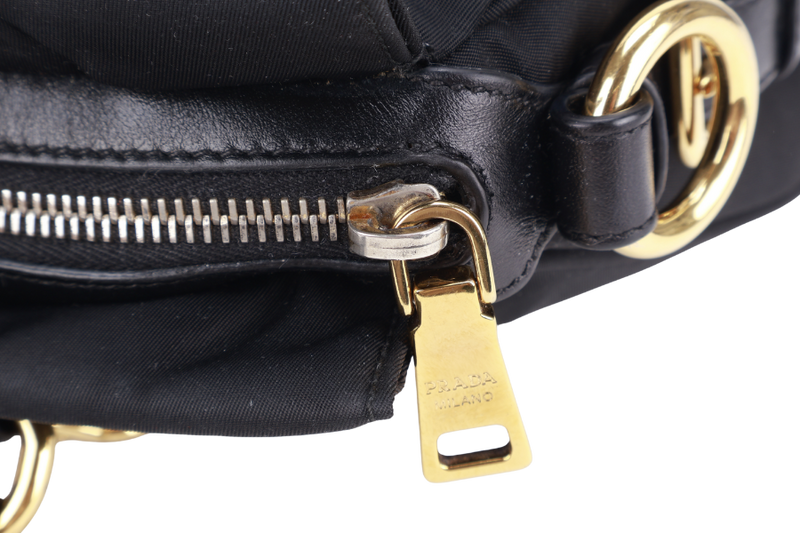 PRADA BN1903 TOP HANDLE BLACK NYLON GOLD HARDWARE NO DUST COVER