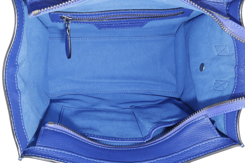 CELINE LUGGAGE TOTE BAG MICRO BLUE CALF LEATHER SILVER HARDWARE NO DUST COVER