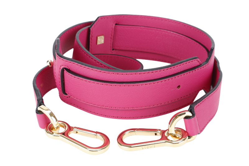 LOEWE PUZZLE EDGE FUSHIA MEDIUM CALFSKIN LEATHER GOLD HARDWARE WITH SLING AND DUST COVER