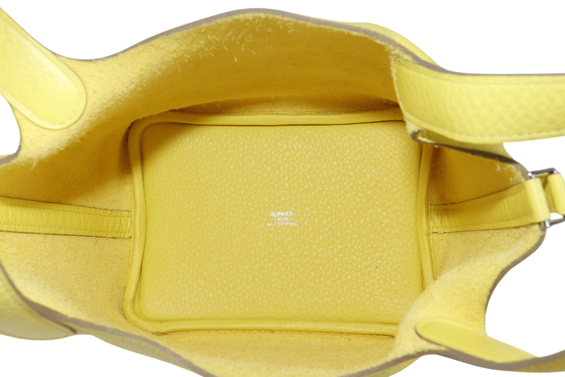 HERMES PICOTIN 18 LIME CLEMENCE LEATHER SILVER HARDWARE STAMP Y (YEAR 2020) WITH LOCK, KEY AND DUST COVER