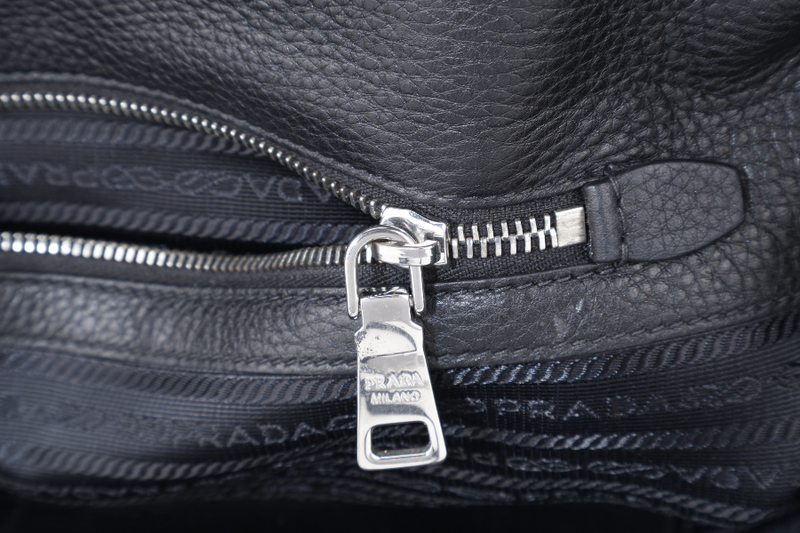 PRADA TOTE BAG BLACK LEATHER GOLD HARDWARE NO DUST COVER