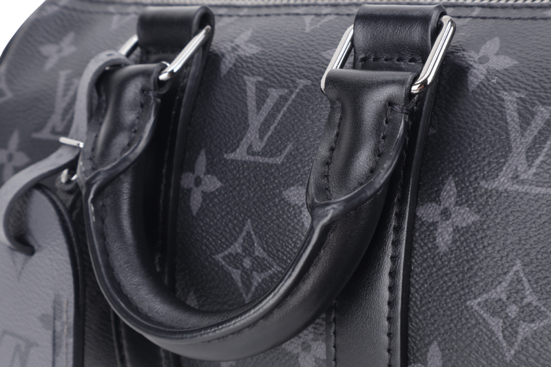 LOUIS VUITTON M46271 SPEEDY BANDOULIERE 25 MONOGRAM ECLIPSE CANVAS SILVER HARDWARE WITH STRAPS, DUST COVER AND BOX