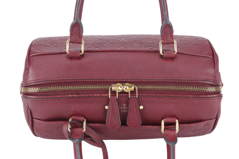 LOUIS VUITTON SPEEDY BANDOULIERE 25 (M44145) BURGUNDY MONOGRAM EMPREINTE GOLD HARDWARE WITH STRAPS, LOCK AND KEYS