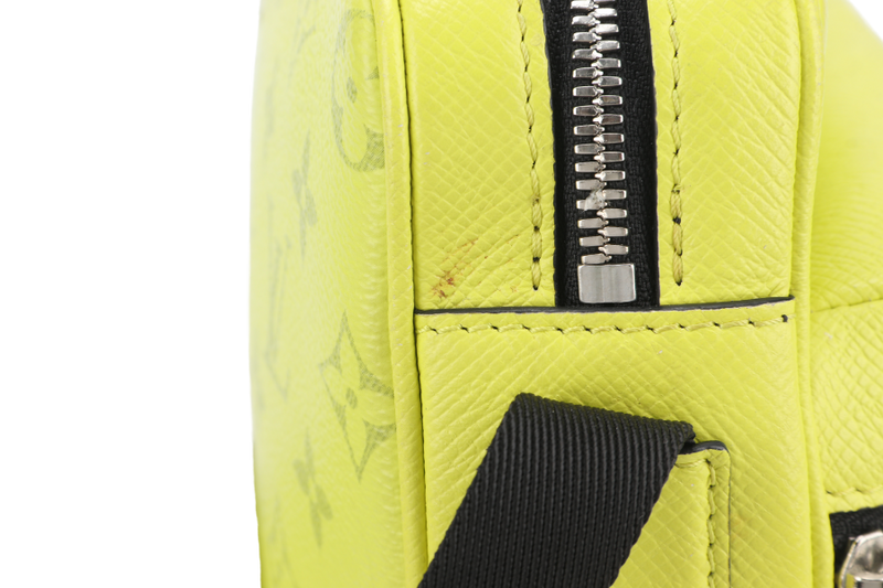 LOUIS VUITTON MONOGRAM TAIGARAMA OUTDOOR NEON YELLOW WITH STRAPS, DUST COVER AND BOX