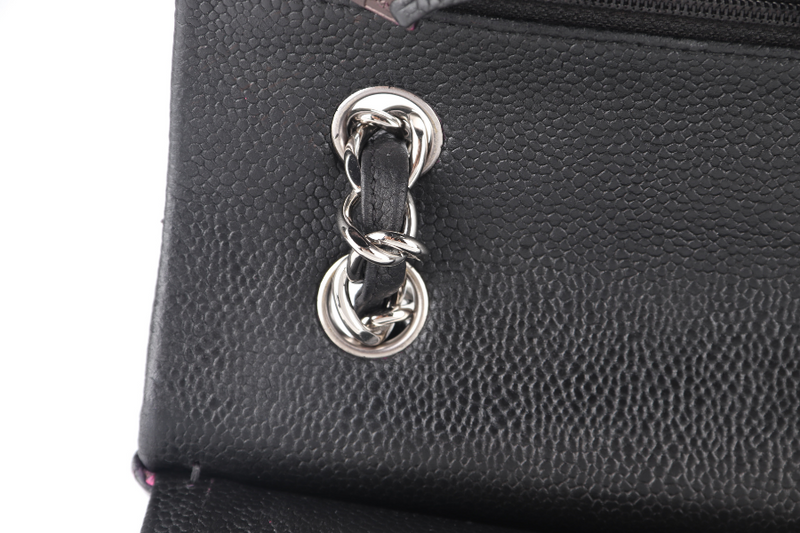 CHANEL CLASSIC DOUBLE FLAP BAG JUMBO BLACK CAVIAR SILVER HARDWARE (1803xxxx) NO DUST COVER