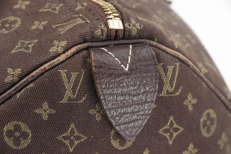 LOUIS VUITTON SPEEDY 30 (M95224) BROWN MINI LIN GOLD HARDWARE WITH DUST COVER