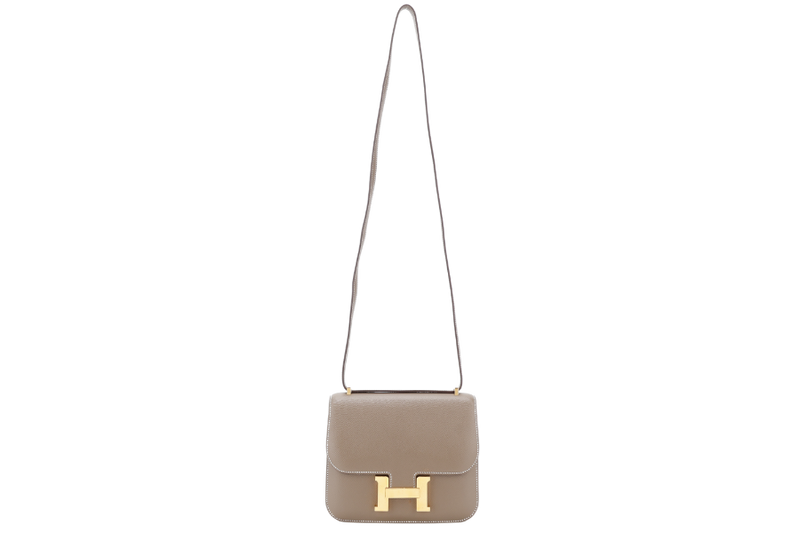 HERMES CONSTANCE 18 STAMP U (YEAR 2022) ETOUPE EPSOM GOLD HARDWARE WITH DUST COVER