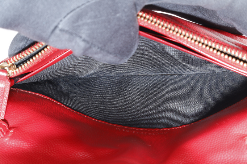 YVES SAINT LAURENT (YSL) ENVELOPE CHAIN WALLET RED CHEVRON QUILTED LEATHER WITH GOLD HARDWARE NO DUST COVER