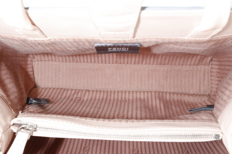 FENDI 8BH253-V0D 2 JOURS (148-2566) PINK & SILVER SAFFIANO LEATHER SILVER HARDWARE WITH DUST COVER