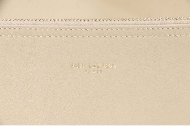 YVES SAINT LAURENT (YSL) SUZANNE HOBO SHOULDER BAG BEIGE GRAINED LEATHER GOLD HARDWARE WITH DUST COVER