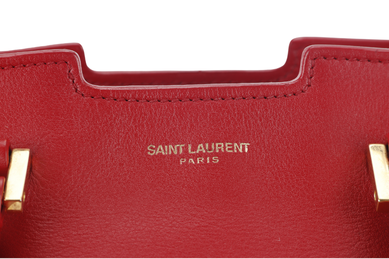 SAINT LAURENT CLASSIC Y CABAS (311210) SMALL RED LEATHER GOLD HARDWARE NO DUST COVER