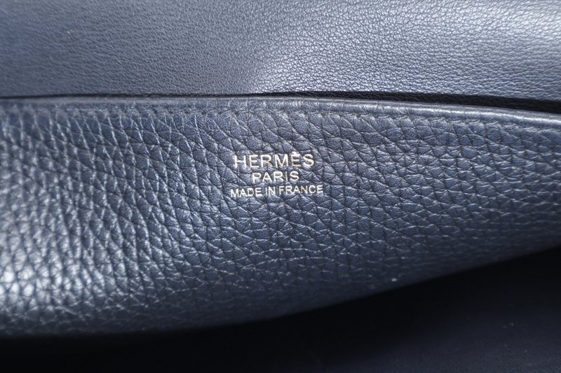 HERMES HAIZAN 25CM BLACK CLEMENCE LEATHER WITH GOLD HARDWARE STAMP Z (YEAR 2021) WITH STRAPS, DUST COVER AND BOX