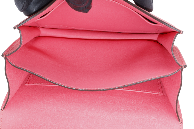 HERMES CONSTANCE 18 STAMP A (YEAR 2017) ROSE AZALEE SWIFT LEATHER SILVER HARDWARE WITH DUST COVER