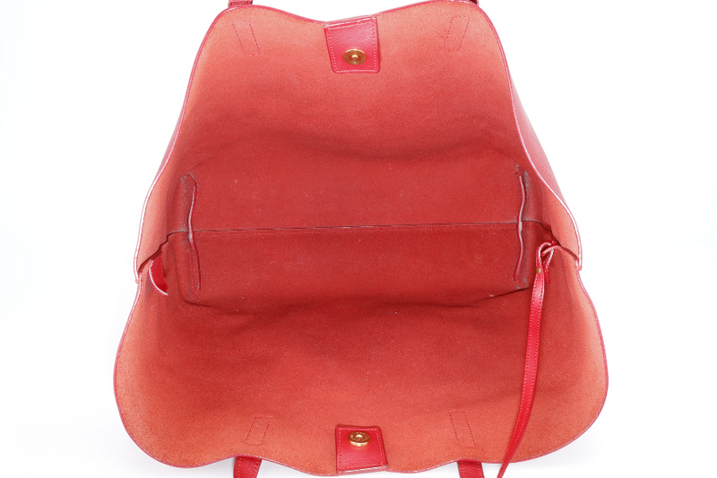 YVES SAINT LAURENT (YSL) EAST WEST TOTE BAG RED LEATHER NO DUST COVER