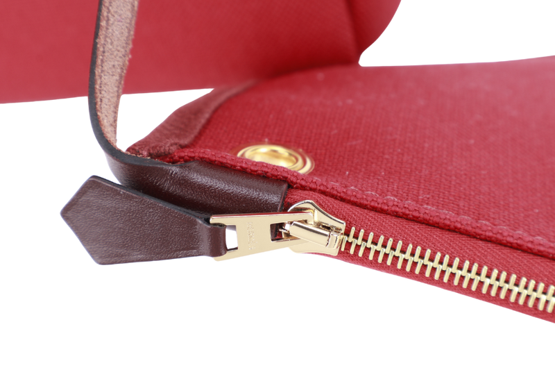 HERMES HERBAG 31 ROUGE CANVAS GOLD HARDWARE STAMP B (YEAR 2023) WITH LOCK &amp; KEYS AND DUST COVER