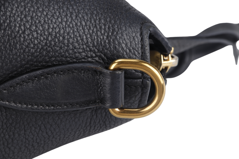 PRADA VITELLO MEDIUM BLACK LEATHER 2WAYS BAG GOLD HARDWARE WITH STRAP