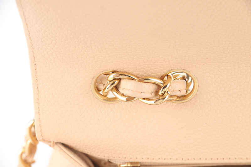 CHANEL CLASSIC FLAP BAG JUMBO (1293xxxx) BEIGE CAVIAR LEATHER GOLD HARDWARE WITH DUST COVER