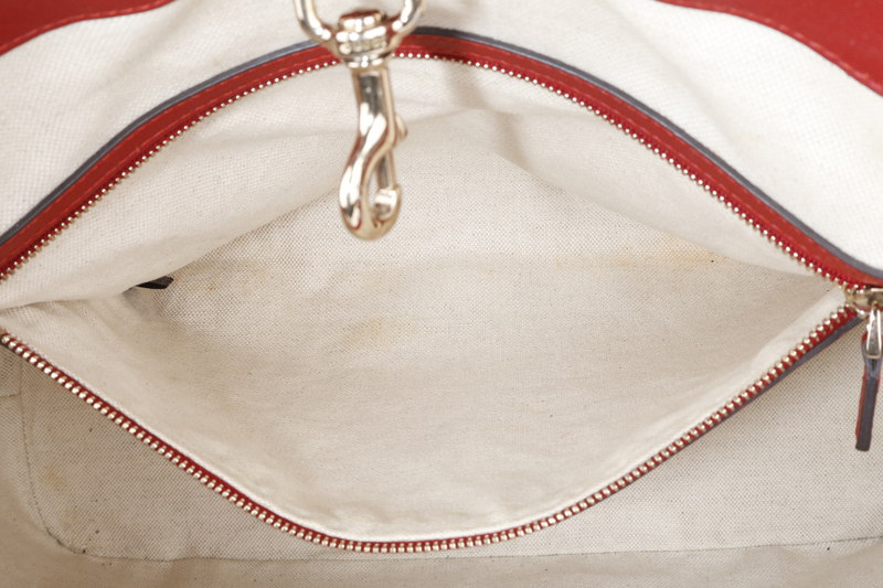 GUCCI RED MICROGUCCISSIMA ENAMEL TOTE BAG GOLD HARDWARE WITH DUST COVER