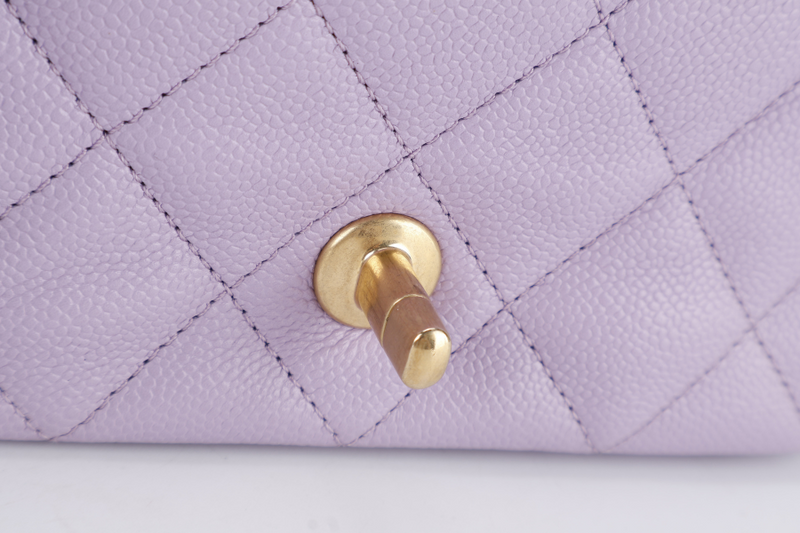 CHANEL MINI SWEETHEART RECTANGLE FLAP BAG (P9TExxxx) LIGHT PURPLE CAVIAR GOLD HARDWARE WITH DUST COVER AND BOX