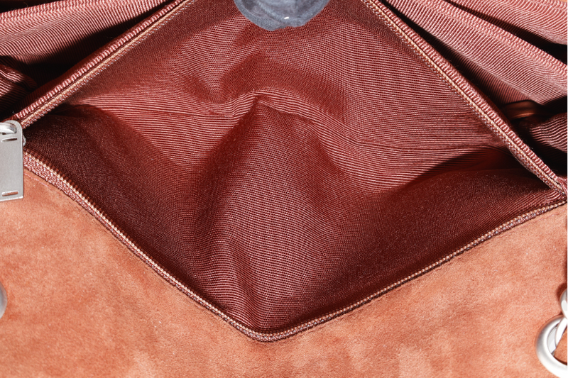 CHANEL CHOCOLATE BAR REISSUE SHOULDER BAG (617xxxx) BROWN SUEDE BRUSHED SILVER HARDWARE NO DUST COVER