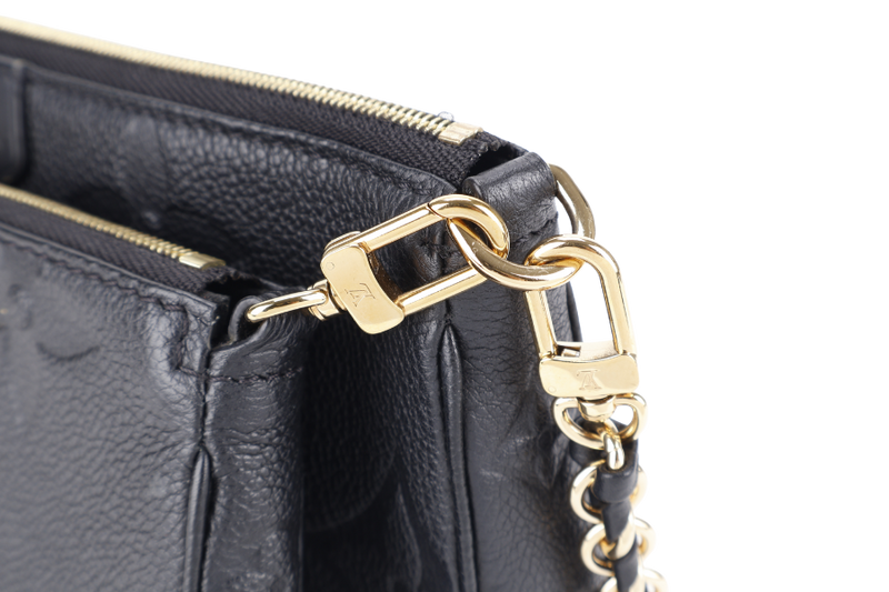 LOUIS VUITTON M80399 MULTI POCHETTE ACCESSORIES BLACK GIANT MONOGRAM EMPREINTE LEATHER GOLD HARDWARE WITH CHAIN, STRAPS AND DUST COVER