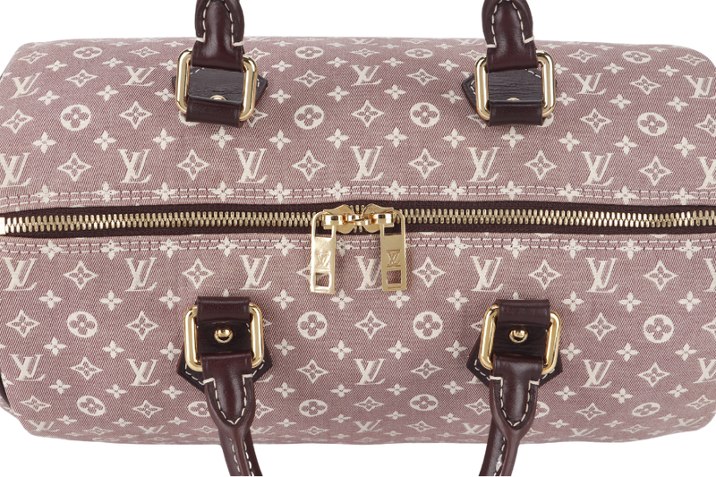 LOUIS VUITTON SPEEDY BANDOULIERE 30 (MB3140) MINI LIN CANVAS GOLD HARDWARE WITH STRAP AND DUST COVER