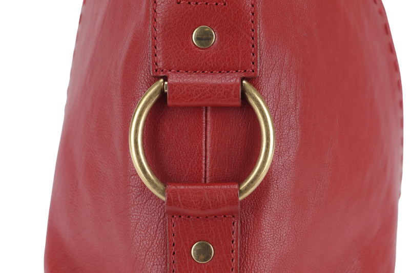 YVES SAINT LAURENT (YSL) MUSE BAG(156464 213317) LARGE RED LEATHER GOLD HARDWARE WITH DUST COVER, LOCK & KEYS