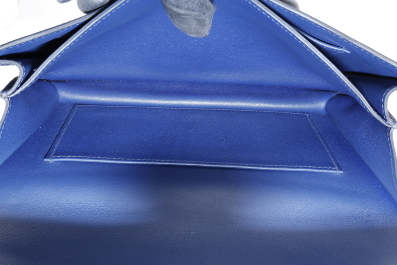 HERMES CONSTANCE ELAN STAMP T (YEAR 2015) BLUE SAPPHIRE SWIFT LEATHER SILVER HARDWARE WITH DUST COVER