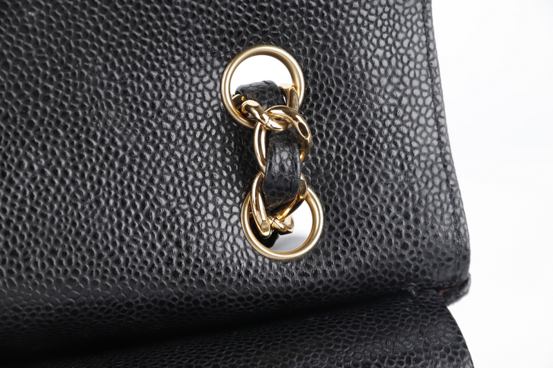 CHANEL CLASSIC DOUBLE FLAP MAXI (1723xxxx) BLACK CAVIAR LEATHER GOLD HARDWARE WITH DUST COVER