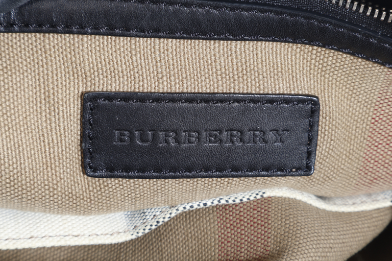 BURBERRY ASHBY MEDIUM CHECKED BUCKET CANVAS WITH DUST COVER