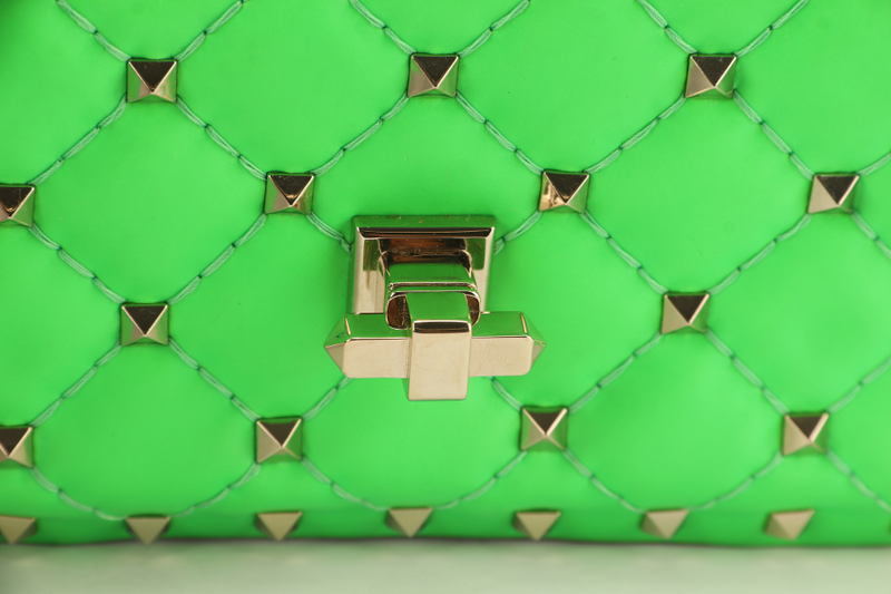 VALENTINO GARAVANI ROCKSTUD MINI GREEN CALFSKIN LIGHT GOLD HARDWARE NO DUST COVER