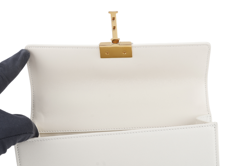 CHRISTIAN DIOR 30 MONTAIGNE EAST-WEST BAG LIGHT LATTE CALFSKIN GOLD HARDWARE WITH DUST COVER AND BOX