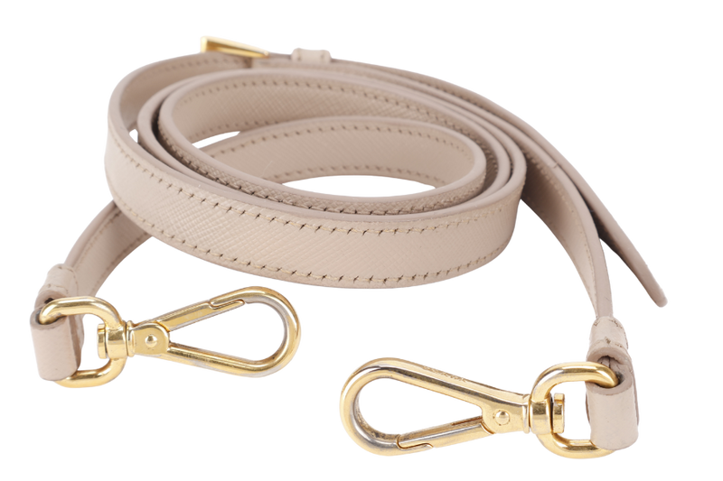 PRADA GALLERIA MEDIUM BEIGE SAFFIANO LEATHER GOLD HARDWARE WITH STRAPS AND DUST COVER
