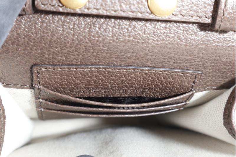 GUCCI GG SUPREME OPHIDIA MINI BROWN CANVAS W.O.C GOLD HARDWARE WITH DUST COVER