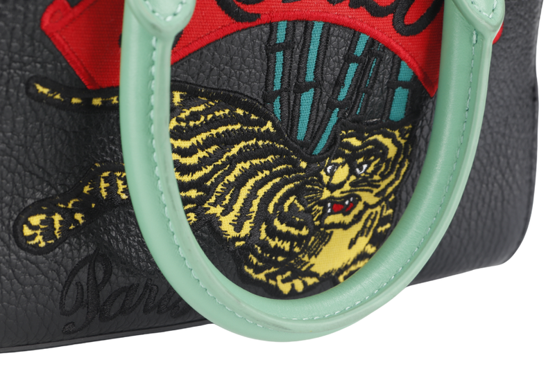 KENZO TIGER EMBROIDERY CROSSBODY BAG GREEN-BLACK SILVER HARDWARE WITH DUST COVER