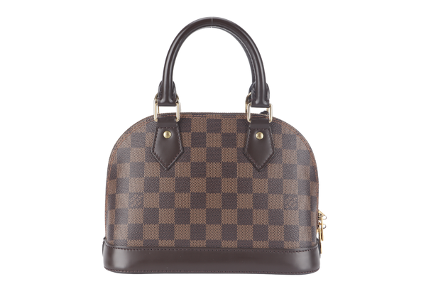 LOUIS VUITTON ALMA BB DAMIER EBENE GOLD HARDWARE WITH STRAPS, LOCK&KEYS AND DUST COVER