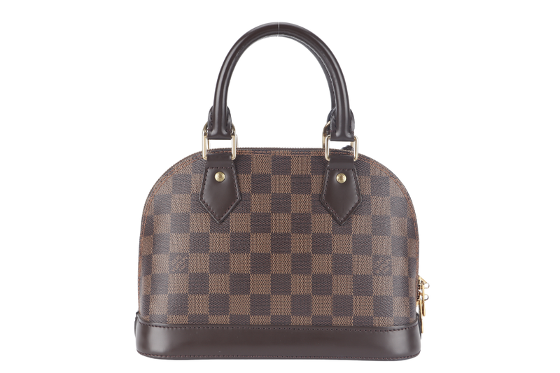 LOUIS VUITTON ALMA BB DAMIER EBENE GOLD HARDWARE WITH STRAPS, LOCK&KEYS AND DUST COVER