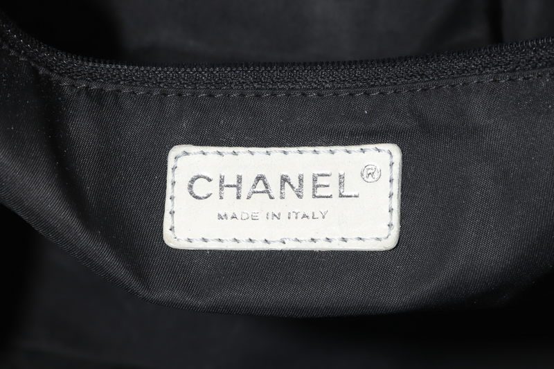 CHANEL PARIS BIARRITZ TOTE BAG (1139xxxx) LARGE BLACK CALFSKIN SILVER HARDWARE NO DUST COVER