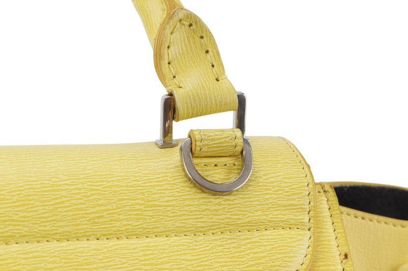 CELINE TRAPEZE SATCHEL YELLOW CALFSKIN LEATHER SILVER HARDWARE WITH STRAPS NO DUST COVER