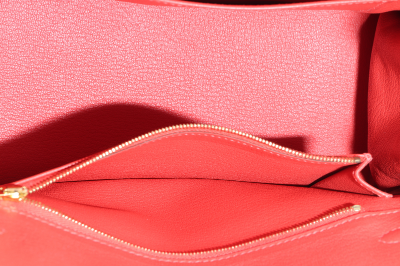 HERMES BIRKIN 25 ROUGE PIVOINE TOGO GOLD HARDWARE STAMP C (YEAR 2018) WITH KEYS, LOCK, RAINCOAT AND DUST COVER