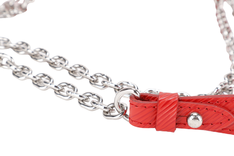 LOUIS VUITTON M50523 TWIST MM RED MEDIUM EPI LEATHER SILVER HARDWARE WITH DUST COVER