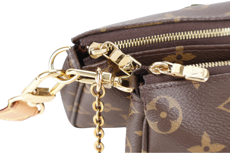 LOUIS VUITTON MULTI POCHETTE ACCESSOIRES KHAKI GREEN WITH DUST COVER AND BOX