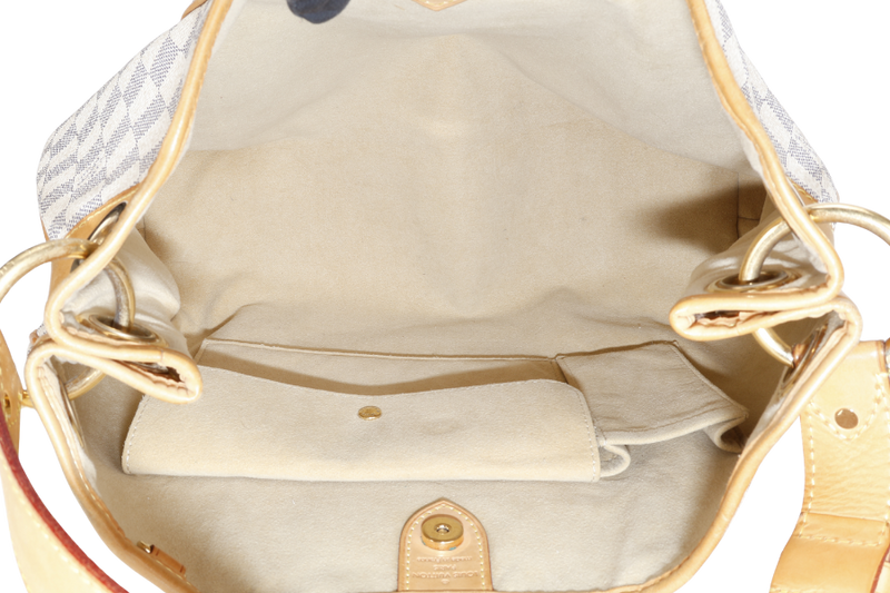 LOUIS VUITTON N55215 GALLIERA PM DAMIER AZUR CANVAS HOBO BAG GOLD HARDWARE WITH DUST COVER