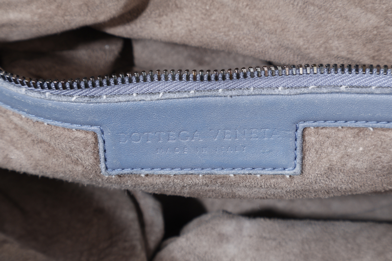 BOTTEGA VENETA LIGHT BLUE INTERCCIATO BOWLER BAG NO DUST COVER WITH LOCK &amp; KEYS