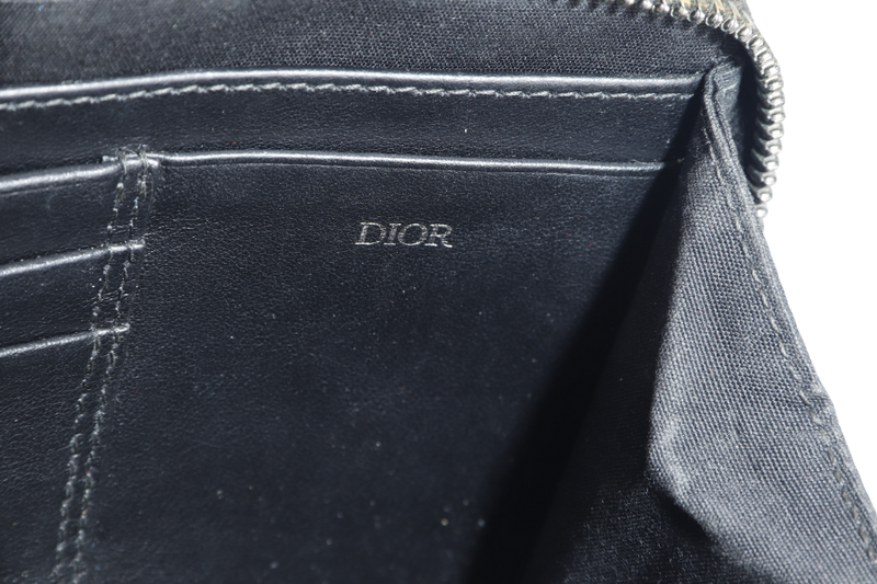 DIOR CROSSBODY POUCH BAG BLUE OBLIQUE CANVAS SILVER HARDWARE WITH STRAPS