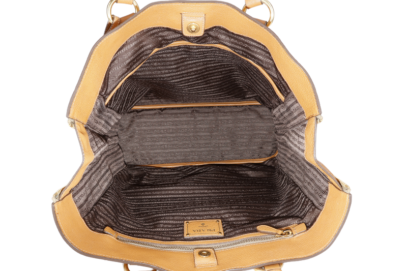 PRADA MUSTARD VITELLO DAINO LEATHER TOTE BAG NO CARD NO DUST COVER